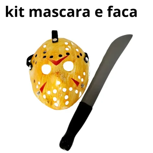 Kit Halloween Máscara Jason + Acessório Festa a Fantasia Cosplay