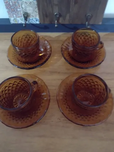 Conjunto xícaras de café em bico de jaca