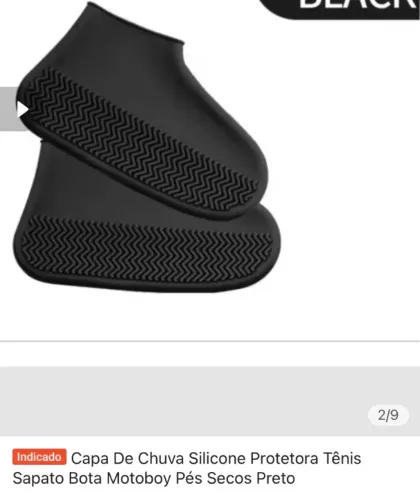 Capa De Chuva Silicone Protetora Tênis Sapato Bota Motoboy Pés Secos Preto