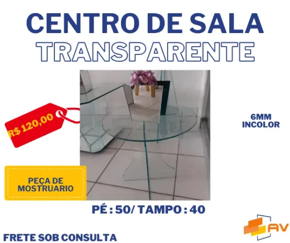 Centro de mesa de vidro