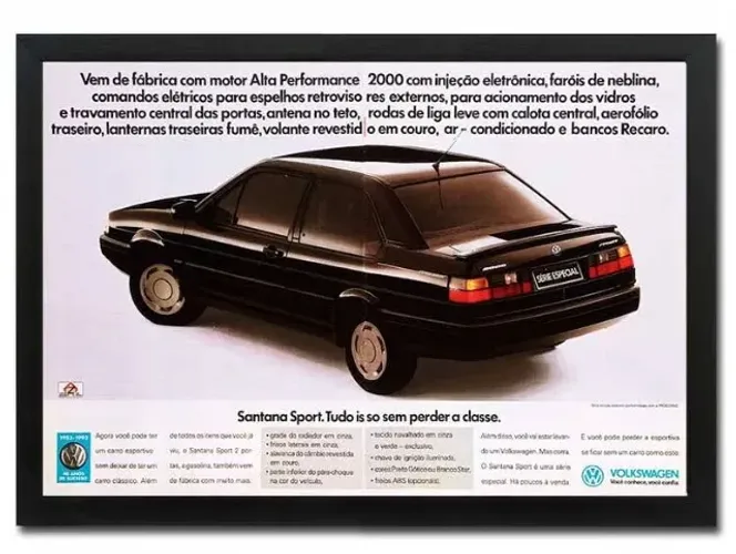 VW Santana Sport 1993 - Quadro / pôster decorativo com propaganda original de revista