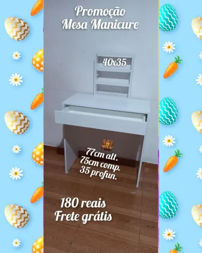 Mesa de Manicure Branca - Frete Grátis!