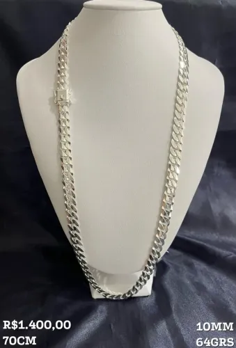 CORRENTE ESCAMA DE PEIXE 10MM 70CM ( PRATA 926)
