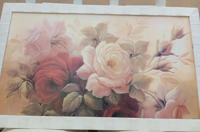 Quadro Decorativo de Rosas em Tons Pastel