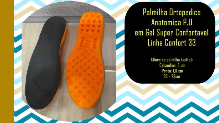 Palmilha Ortopedica Anatomica P.U em Gel Super Confortavel Linha Confort 33