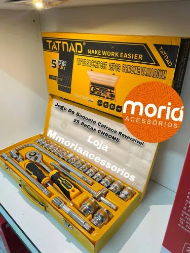 Jogo Soquetes 1/2 De Catraca 25 Peças Com Maleta Metálica
