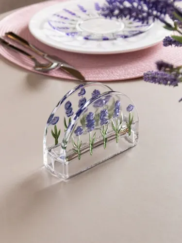PORTA GUARDANAPOS LAVANDA HAND PAINTING 12,5CM X 4,5CM X 9CM CRISTAL 