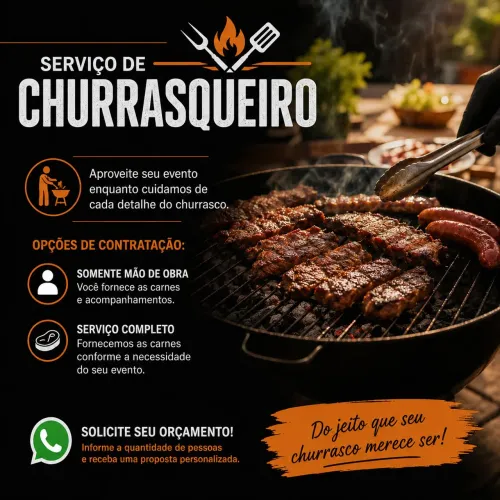 Churrasqueiro para Eventos | Mão de Obra ou Churrasco Completo