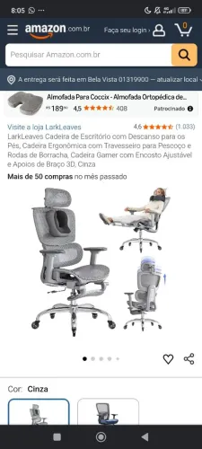CADEIRA DE ESCRITÓRIO/GAMER LarkLeaves l10 pro grey