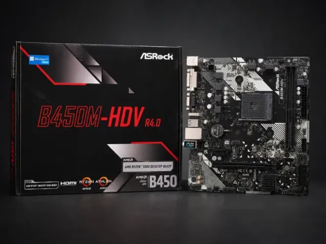Placa-Mãe ASRock B450M-HDV R4.0 AM4 - Usada - Com Caixa e Acessórios