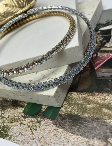 Gargantilha de zircônia folheada bijuteria de festa colar