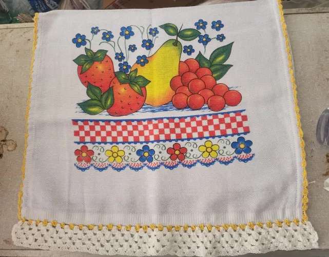 Pano de prato com crochê