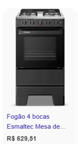 Fogão Esmaltec Ideal Super 4Boca Preto