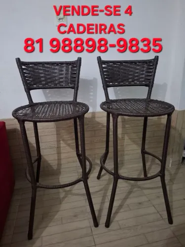 Kit 4 Banquetas altas estilo bistrô em fibra sintética
