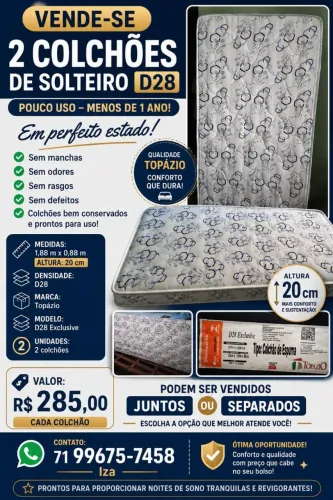 COLCHÕES DE SOLTEIRO EM PERFEITO ESTADO