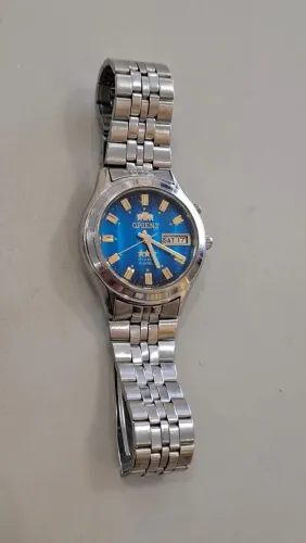 Relógio Antigo De Pulso Orient Masculino Automatico Azul<br>
