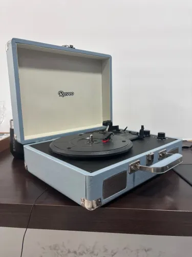 Vitrola Raveo Toca-Discos de Vinil Retrô Azul