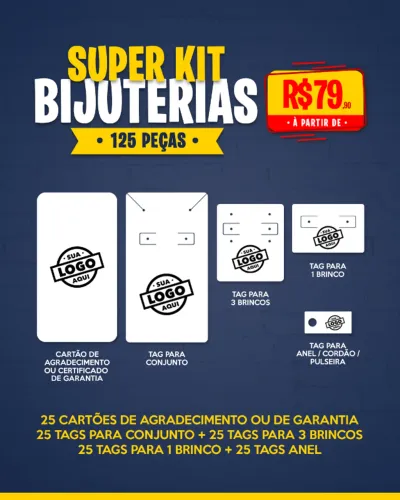 Kit Bijuterias Personalizado (125 peças)