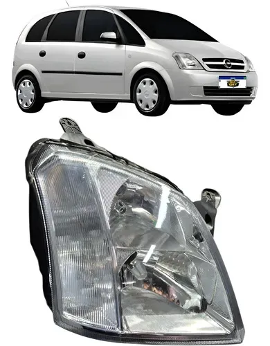 Farol Direito Meriva 2003 A 2012 Máscara Cromada Foco Duplo Direito/passageiro