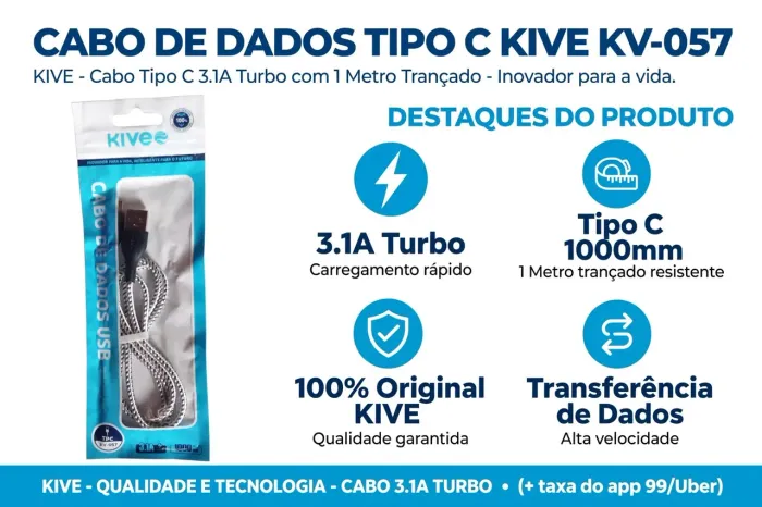 CABO DE DADOS USB KIVE (TIPO C)