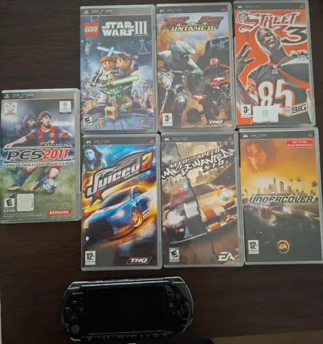 PSP 3000 + 7 Jogos e 2 Baterias Novas