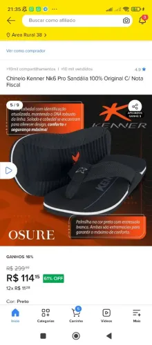 Chinelo Kenner masculino 