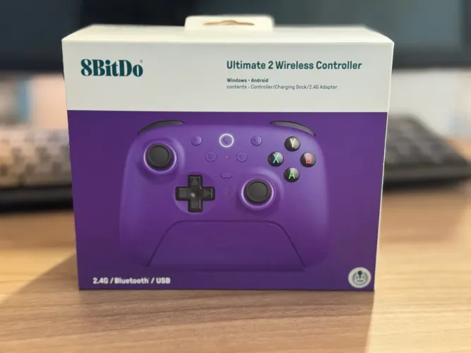 Controle 8BitDo Ultimate 2 Roxo - Com Dock de Carregamento - Completo na Caixa