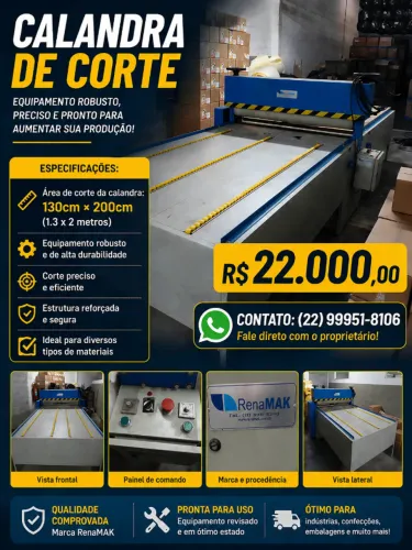 Calandra de Corte 1,30x2,00m RenaMAK - Industrial | Ótimo Estado