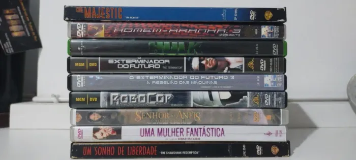 Lote Kit 9 DVDs Filmes Cult Ação Senhor Dos Aneis Um Sonho De Liberdade Homem Aranha Hulk