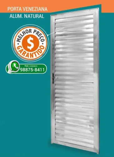 Porta de Alumínio 60cm Veneziana Natural: 420,00 avista