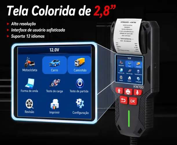 Testador de Bateria Profissional/Impressora Konnwei