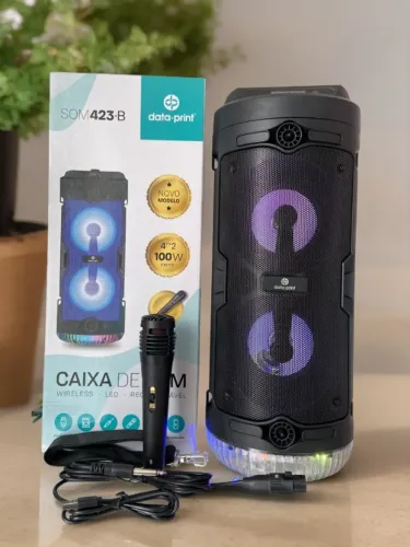 Caixa de Som Bluetooth Led RGB com Alça e Microfone 423.B Data Print an6
