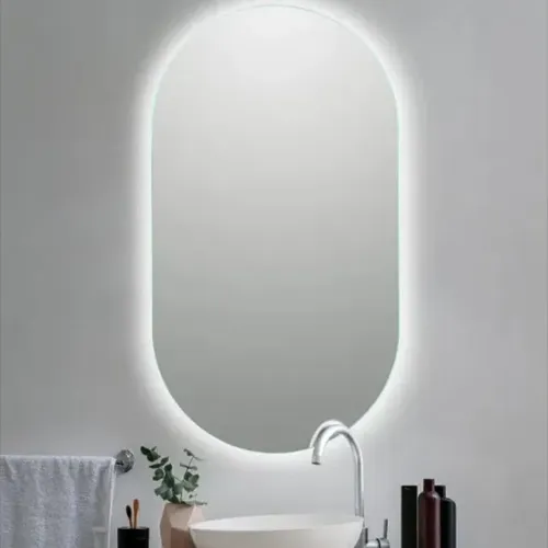 Espelho Decorativo Oval Com Led Branco Frio-80x50