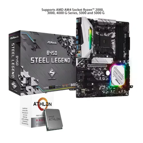 Placa Mãe    B450 Steel Legend ASRock + Processador    AMD Athlon 3000G (Anuncio 1)