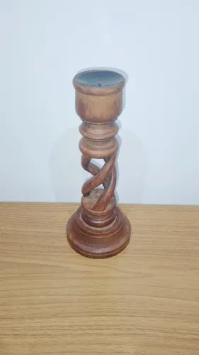 Castiçal Decorativo em Madeira - 24 cm - Estilo aconchegante