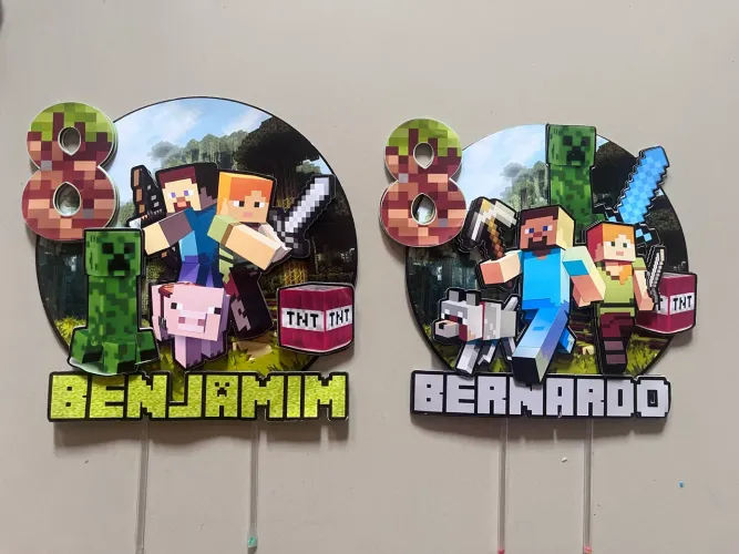 2 ou 1 TOPO DE BOLO MINECRAFT 3D - USADO E CONSERVADO