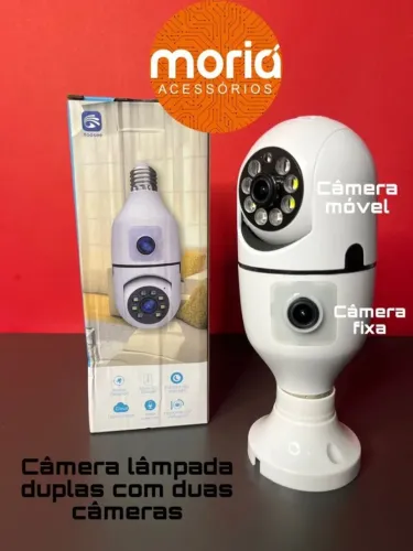 Câmera Lâmpada Dupla 5g Wifi Lentes Dupla Visão Noturna 360° Hd