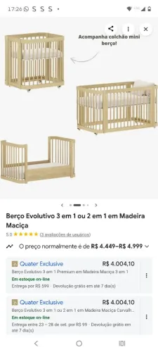 Berço de bebe evolution 3 em 1