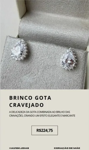 Brinco Gota Cravejado em Prata 925