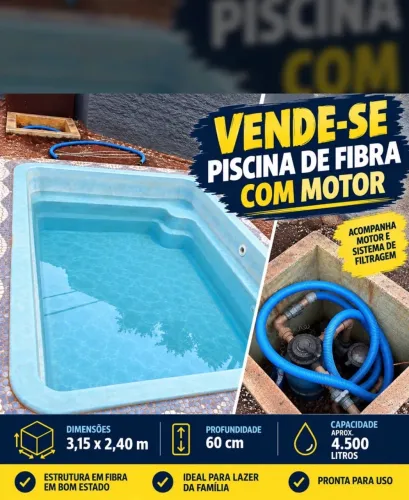 Piscina fibra com motor 3,15x2,40x0,60