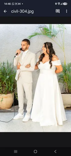 Vestido de noiva tecido Zibeline off white