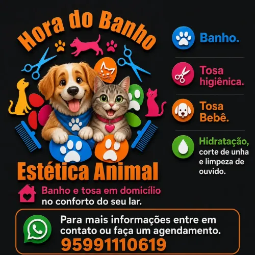 Serviço de Banho e tosa em domicílio.