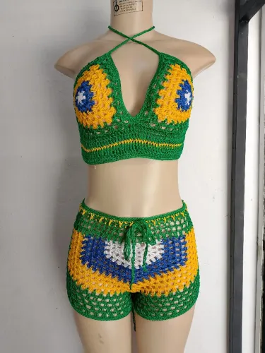 Conjunto crochê Brasil