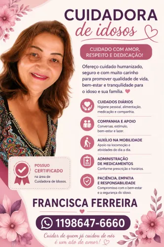 Cuidadora de Idosos com Experiência - Disponível para Zona Norte de São Paulo