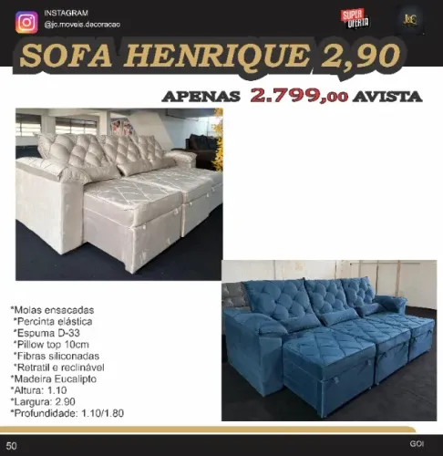 SOFA HENRIQUE RETRATIL E RECLINAVEL