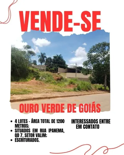 4 Lotes em Ouro Verde de Goiás 1200m2