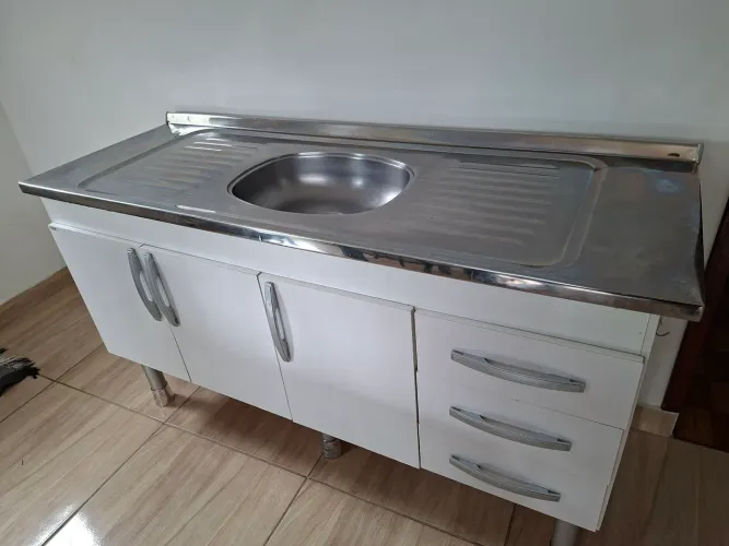 Pia inox 1,50m com gabinete