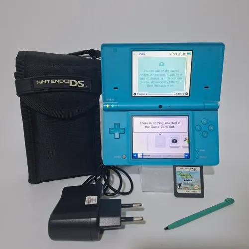 Nintendo DS azul com jogo shrek