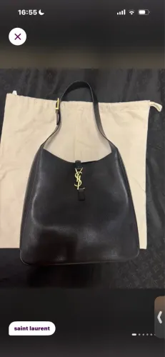 Bolsa de couro legítimo preto modelo italiano Yves Saint Laurent hobo