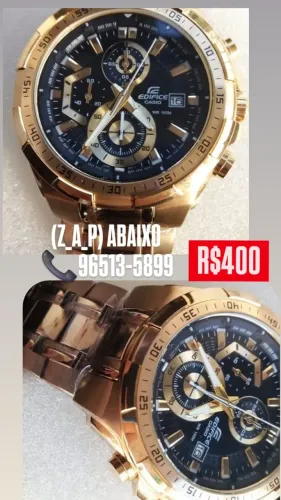 Relógio CASIO EDIFICE FUNCIONAL DOURADO FUNDO PRETO
